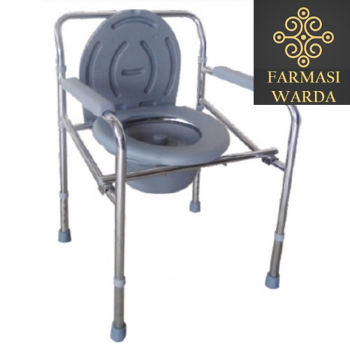 Commode Chair Without Wheel Adjustable Height Foldable Toilet Chair