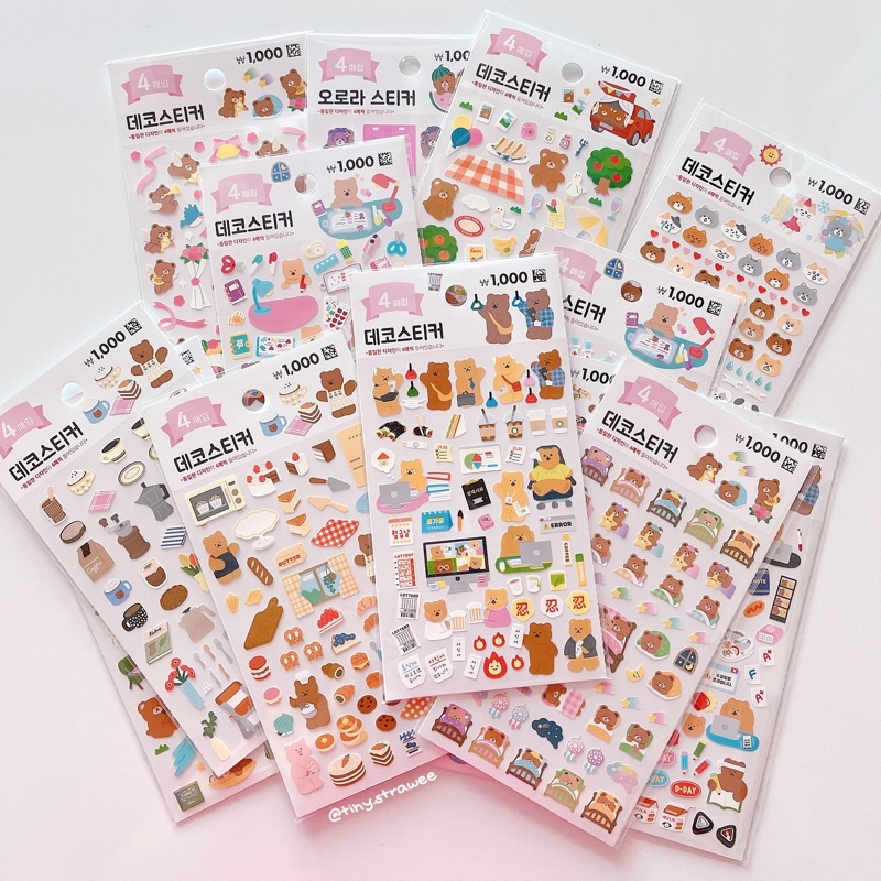 Korean Daiso Bear Stickers (p1) Tiny Strawee Shopee Singapore