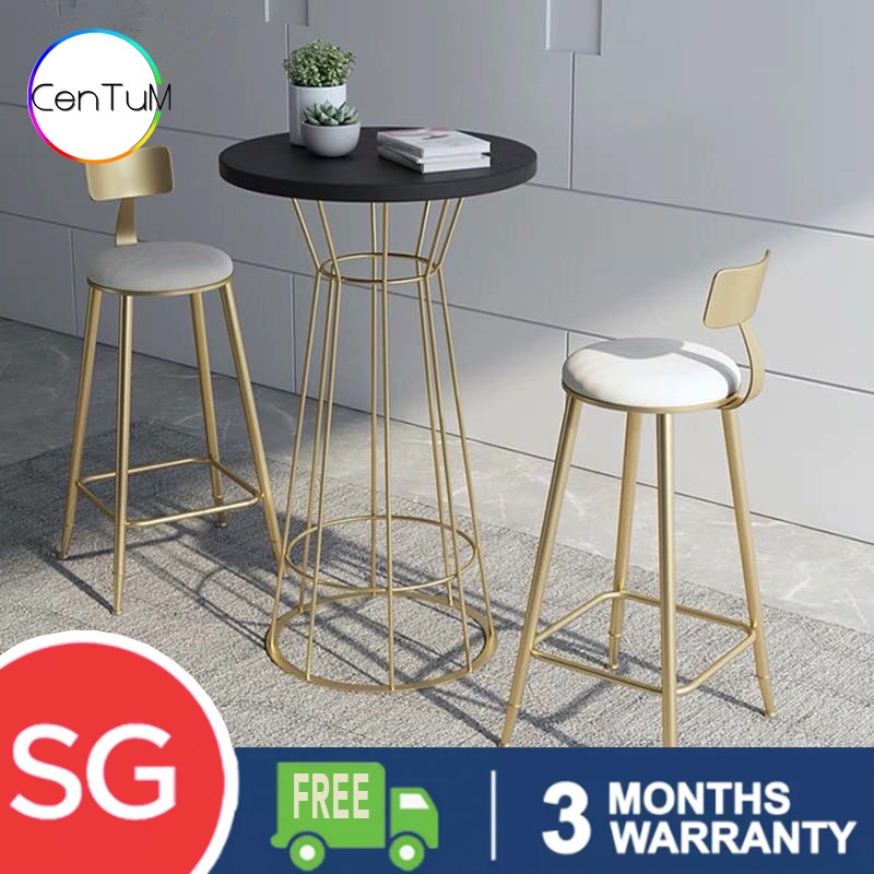 Pierina Tall Coffee Table Cafe Table Chair Set Gold Frame Shopee