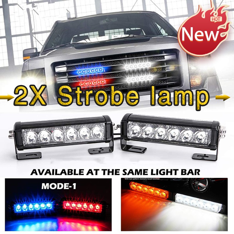 6 LED 2X 24v/12v Car Flash Light Bar Car Vehicle Emergency Warning