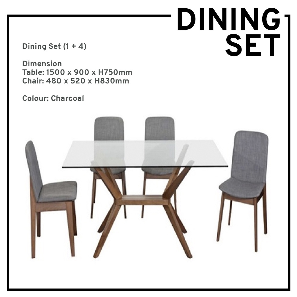 Dining Table & Set Glass Top Dining Table 4 Seater Dining Set Dining