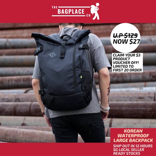 "SG SELLER" TheBagPlaceSG Large Korean Waterproof Backpack with Laptop Compartment "Free Fast
