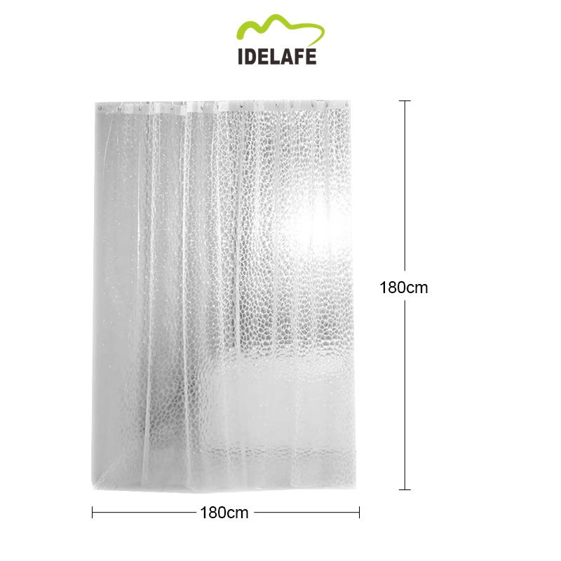 Idelafe 3D Moldproof Shower Curtain Mildewproof White Curtain