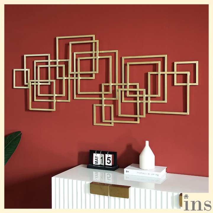 Nordic Ins Luxury Gold Metal Square Wall Mounted Decoration Deco Art