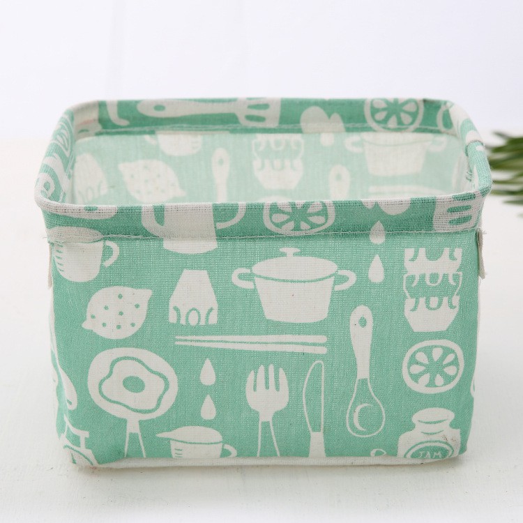 Cloth Art Storage Cotton Clothes Basket Handle Tabletop Toy Snack