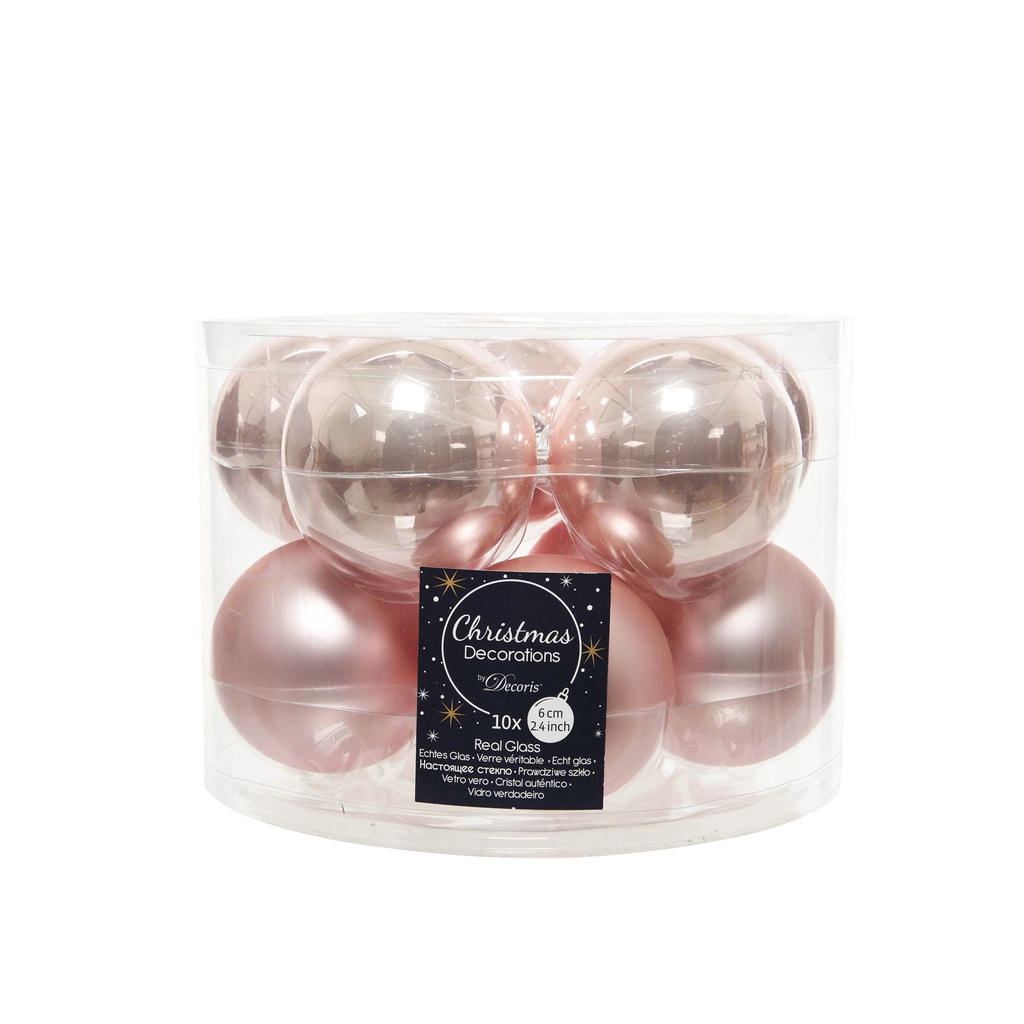 140127 Blush Pink Baubles Glass (6 cm)Christmas Bauble Decorative Ball