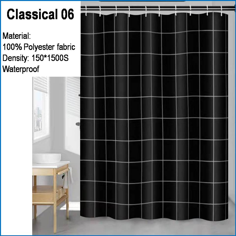 Polyester fabric & EVA Waterproof shower Curtain Bathroom Curtain