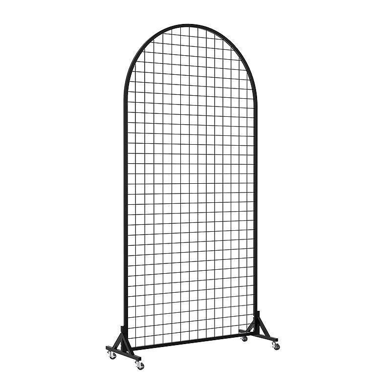 Round Floor to Ceiling Shelves Grid Mobile Supermarket Rack Ornament