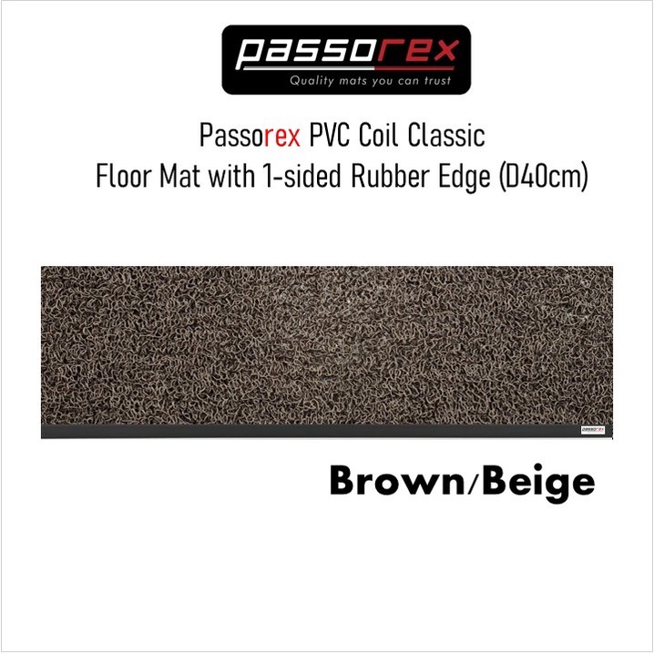 Passorex DIY PVC Coil Floor Mat with 1sided Rubber Edge (Depth 40cm