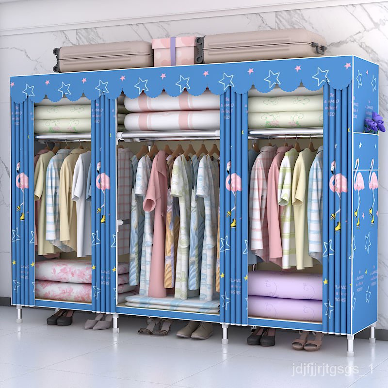 💯[in stock]💯Simple Cloth Wardrobe Stainless Steel Tube Bold
