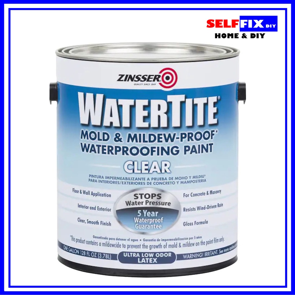 Zinsser WaterTite Waterproofing Paint Clear 1 Gallon Shopee Singapore