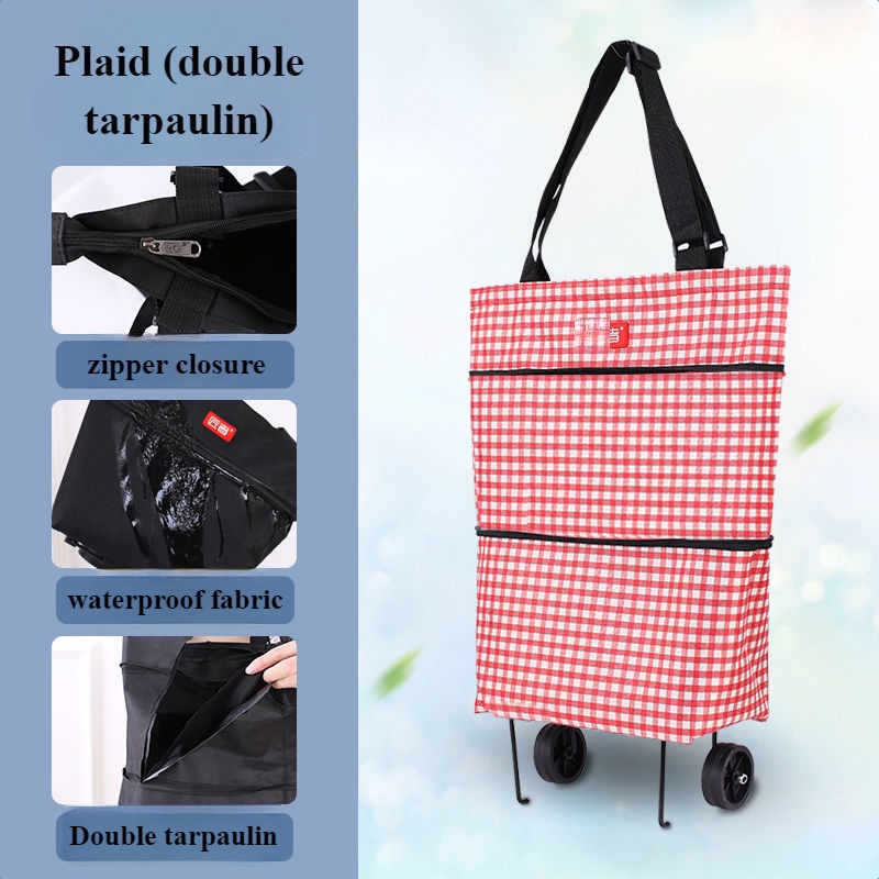 Foldable Trolley Bag Stretch Bar Retractable DualUse Trolley Bag