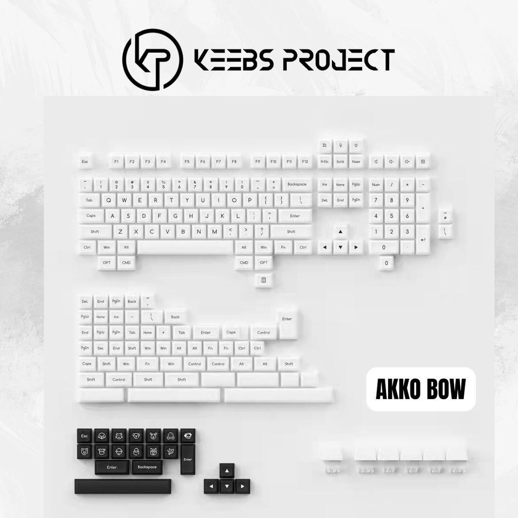 Akko BoW Akko WoB SAL keycaps ABS Doubleshot Black on white keycaps