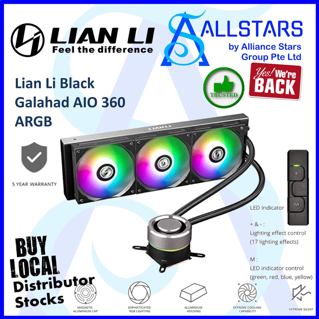 Lian Li GALAHAD AIO 360 RGB Closed Loop AllInOne CPU Cooler / GA360B