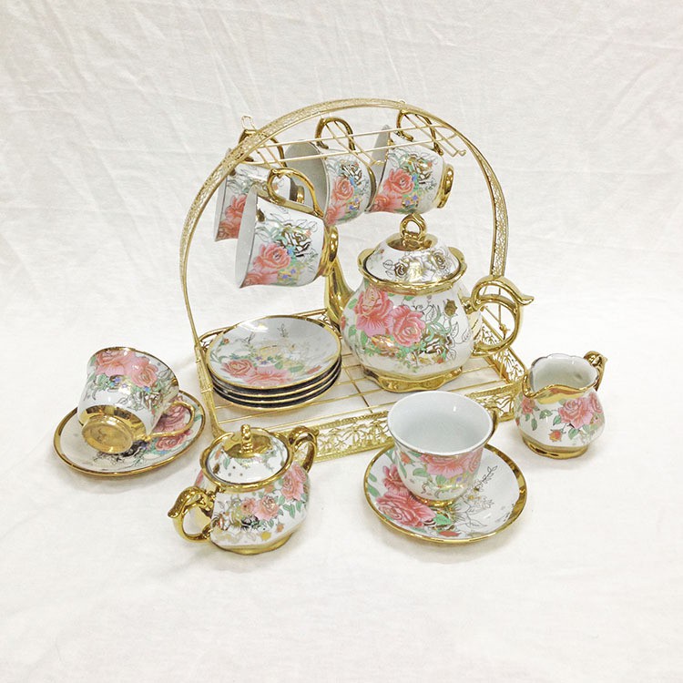 eLIVING EuroStyle Teapot Set Ceramic Coffee Set Tea Set Teacup and