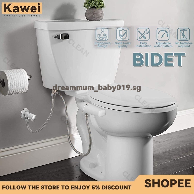 KwToilet Bidet Spray Toilet Seat Ultraslim Dual Nozzle Intelligent