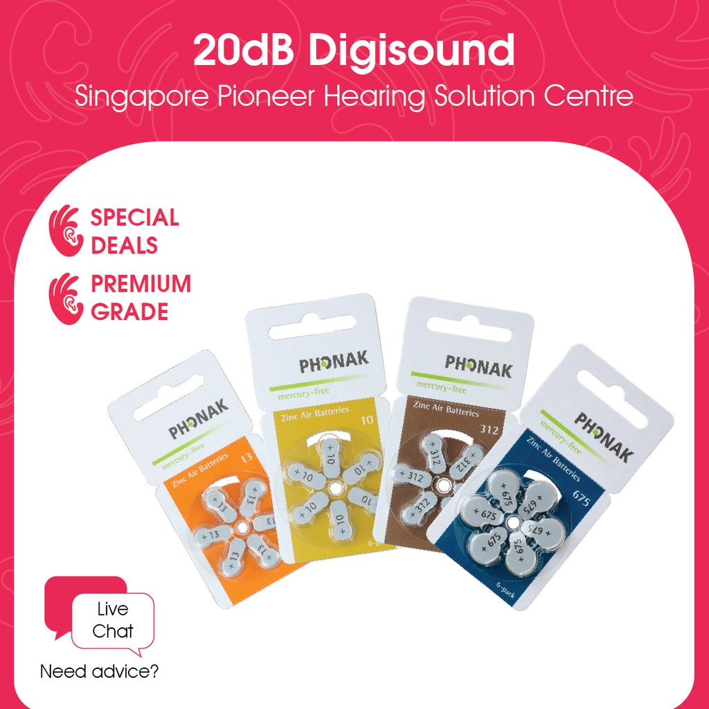 Phonak Hearing Aid Battery (All Sizes) 1 pack (6 cells) Shopee