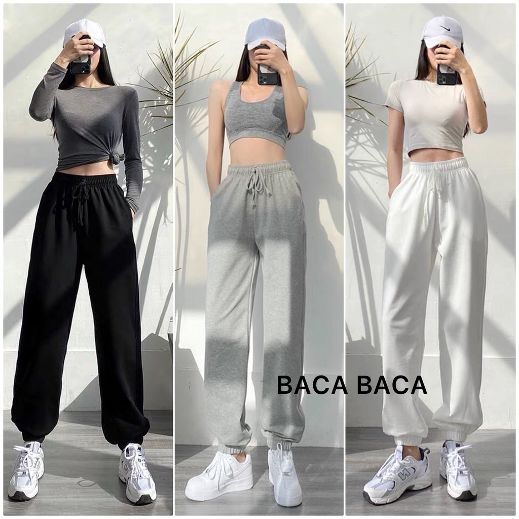 Jogger Unisex Sweatshirts Plain Elastic WideLegged Jogger Pants With