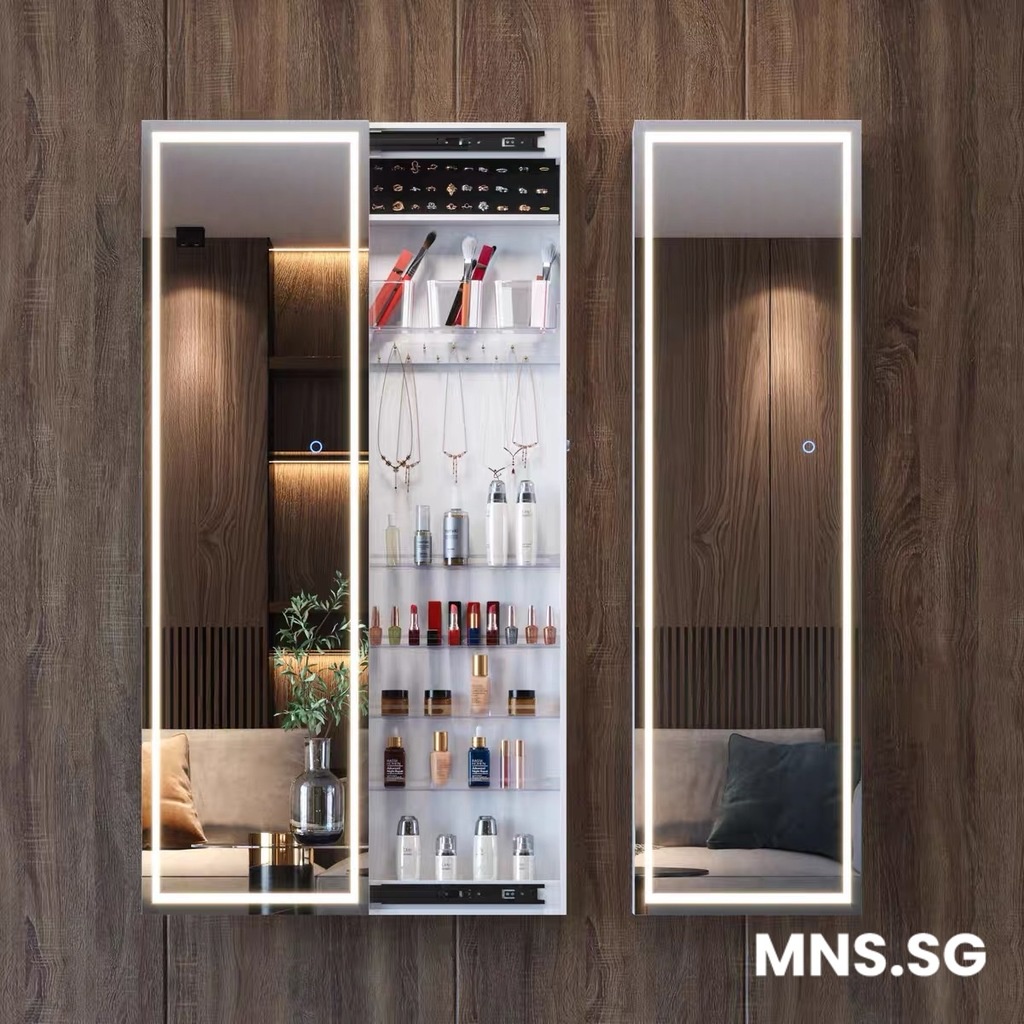 MNS Full Length Mirror With Lamp Storage Mirror Wall Hanging Home