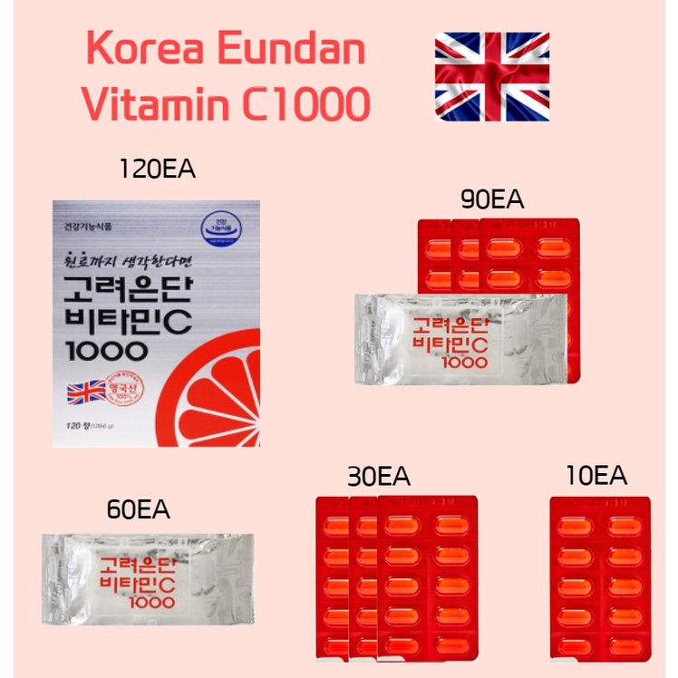 Korea Eundan Vitamin C 1000mg x 10/30/60/90/120 Tablets Easy Health