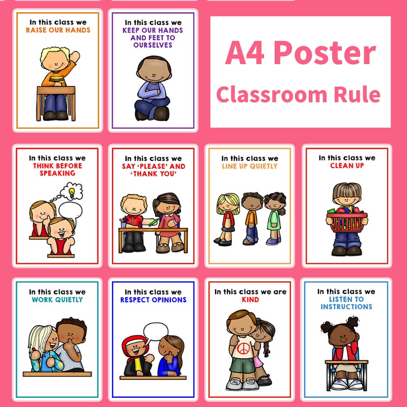 Classroom Rules A4 Educational Posters Kindergarten Classroom