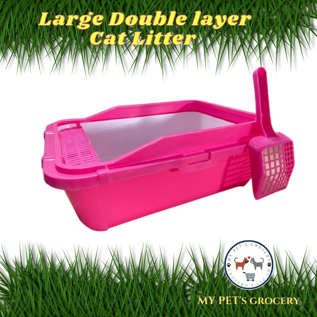 Double Layer Filter Cat Litter Tray Pinewood Cat Litter Bekas Tandas