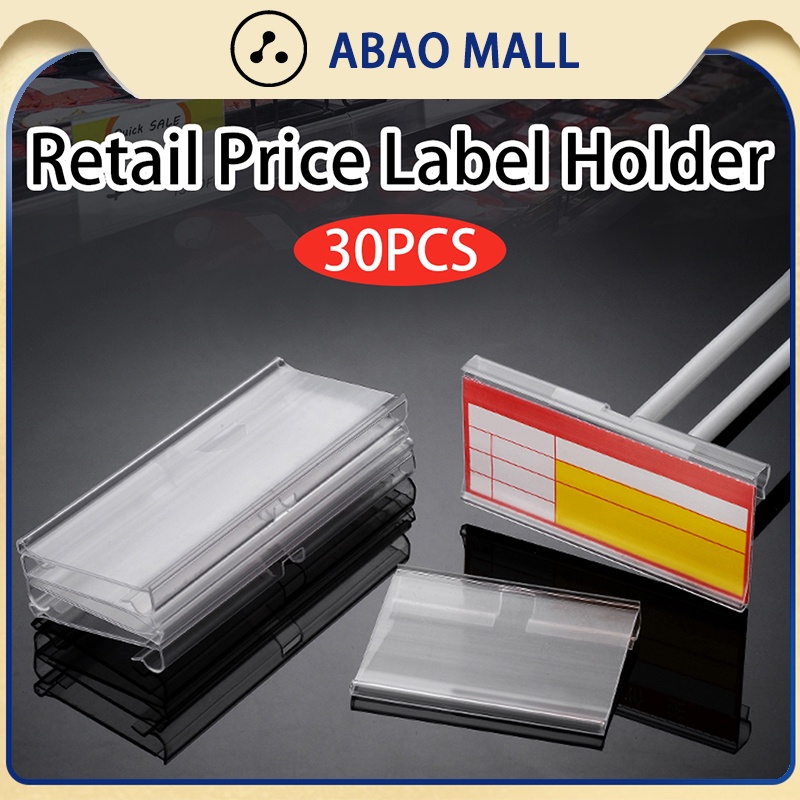 30PCS Shelf Retail Price Tag Holder Plastic Sign Label Holder Clear