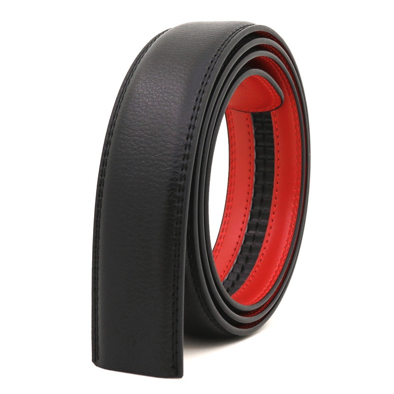 No Buckle Men's Belt Genuine Cowhide Leather Automatic Buckle Belt 3.5cm Wide Without Buckle Men