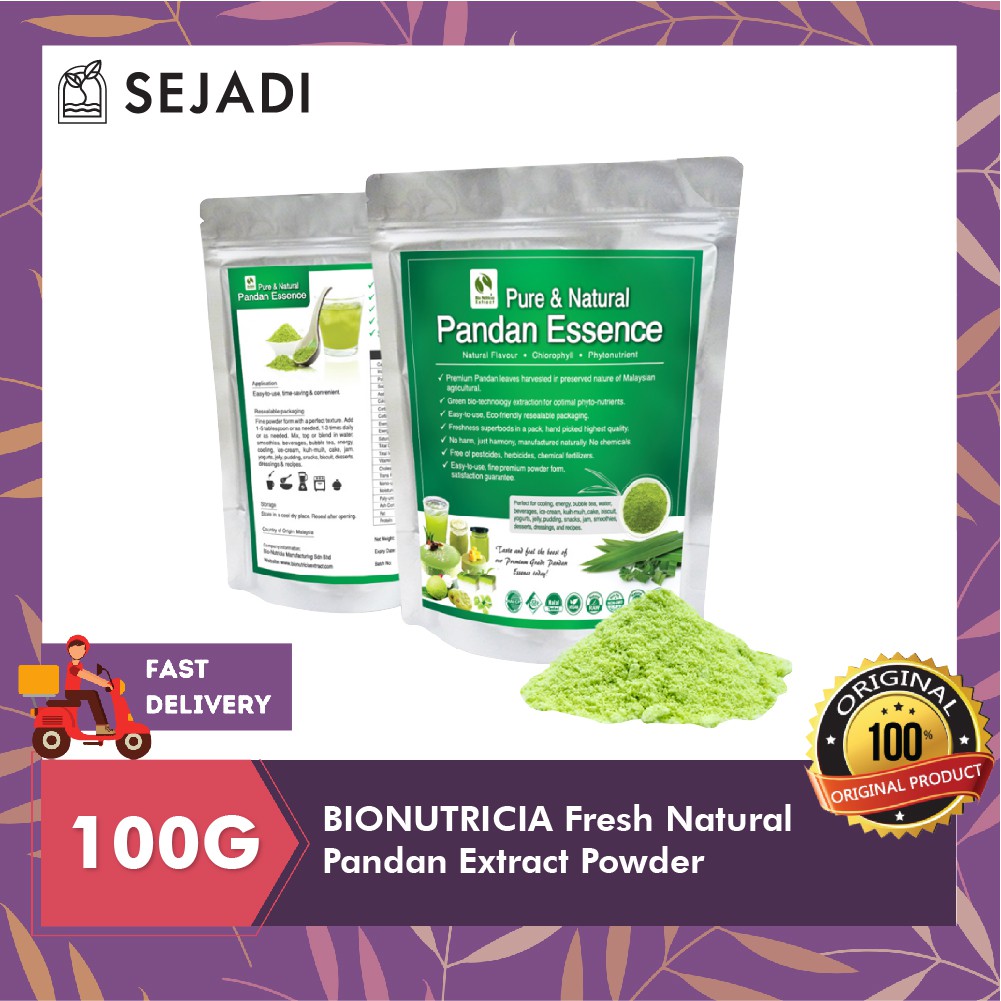 BIONUTRICIA Fresh Natural Pandan Extract Powder (100g) Shopee Singapore