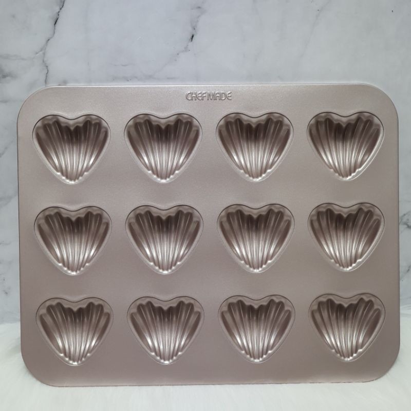 Chefmade 12cups non stick Heart shape madeleine pan/Scallop pan wk9422 Shopee Singapore