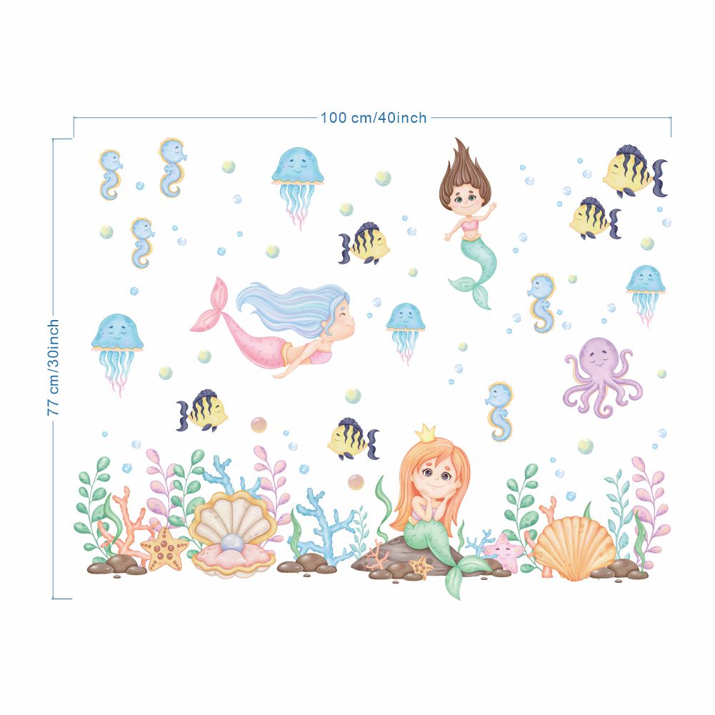 【Ready Stock】【Zooyoo】50 Cartoon Animals Plant Wall Stickers Cute Ocean