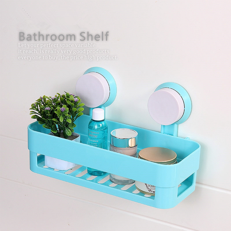 1Pc Plastic Bathroom Corner Shelf With 2 Suction Shower Rack Organizer