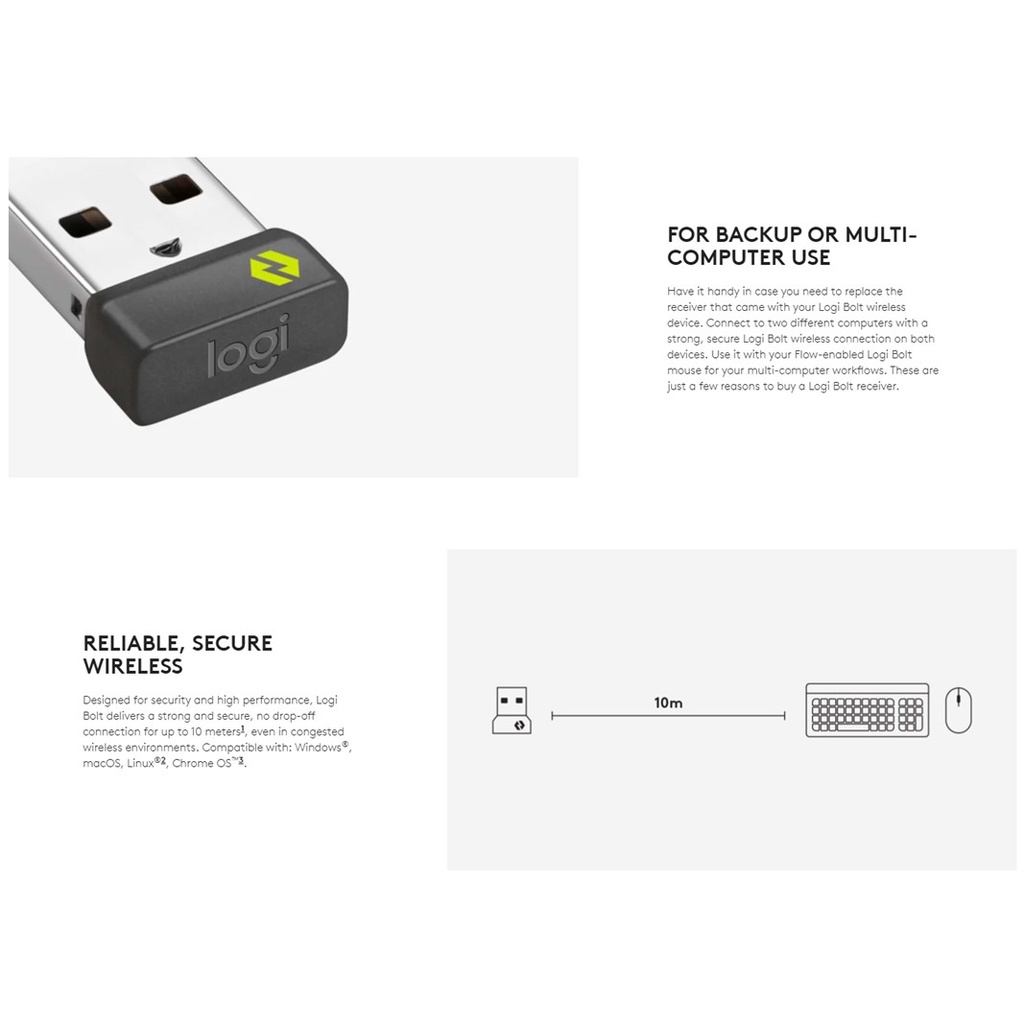 Logi Bolt USB Receiver For Multi-Computer Device Use