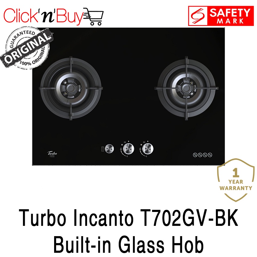 Turbo T702GVBK Built In Hob. 70cm, 2 Burner Hob. With Safety Valve
