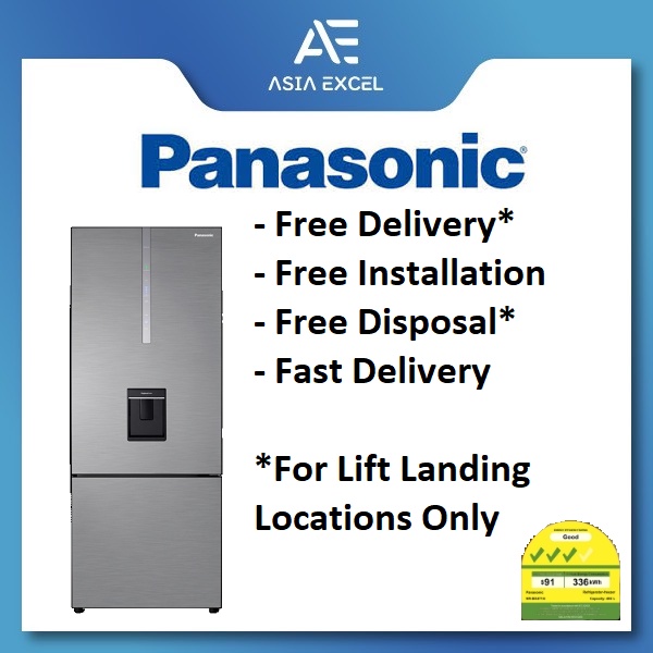 PANASONIC NRBX471GPSS 417L 2 DOOR BOTTOM FREEZER REFRIGERATOR WITH