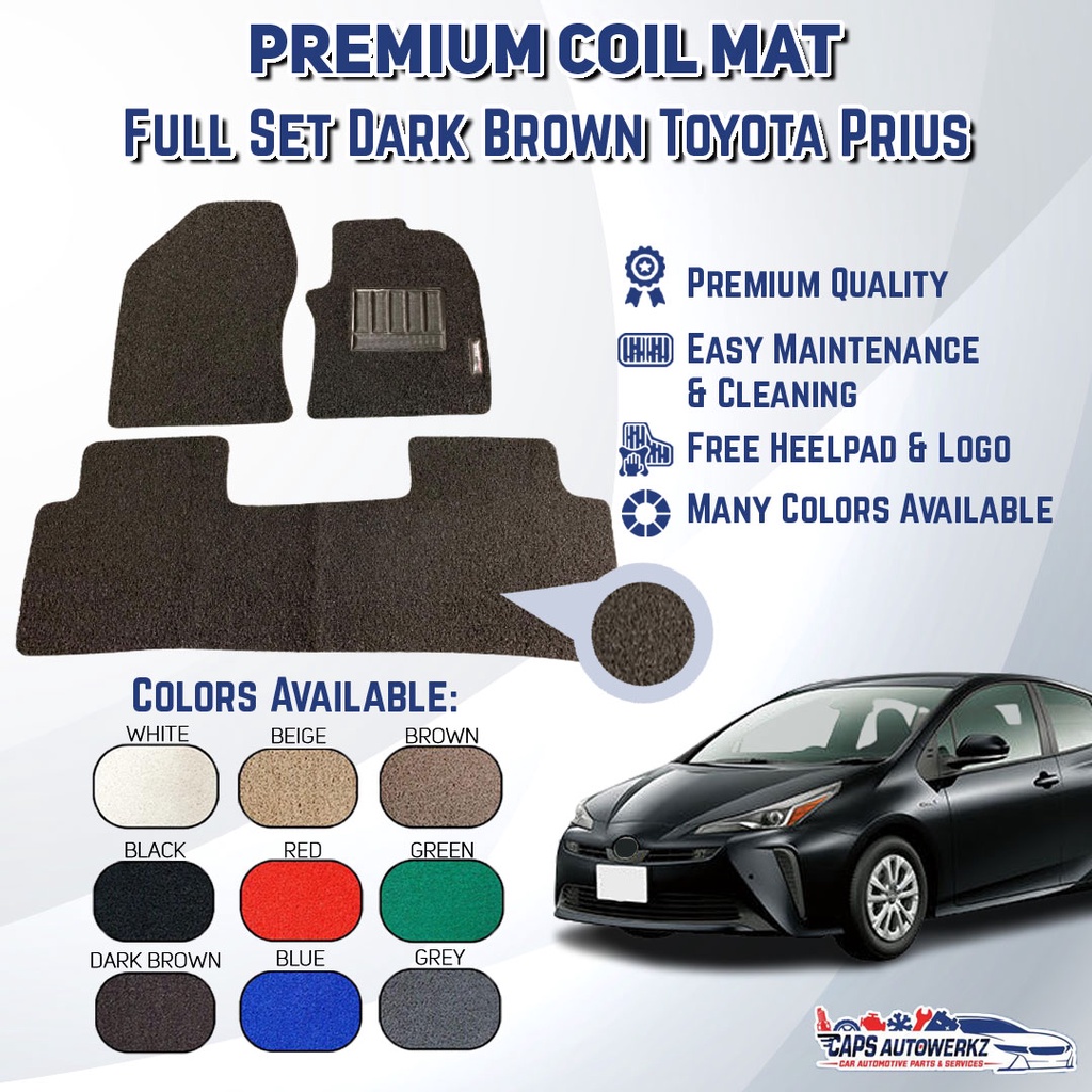 TOYOTA PRIUS Premium Customized Single Color Coil Car Mats (3pcs) Car Floor Mats / Carpets
