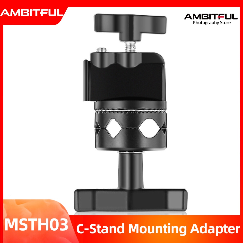 AMBITFUL Black Heavy Duty Grip Head 1.5cm 15mm CStand Mounting Adapter