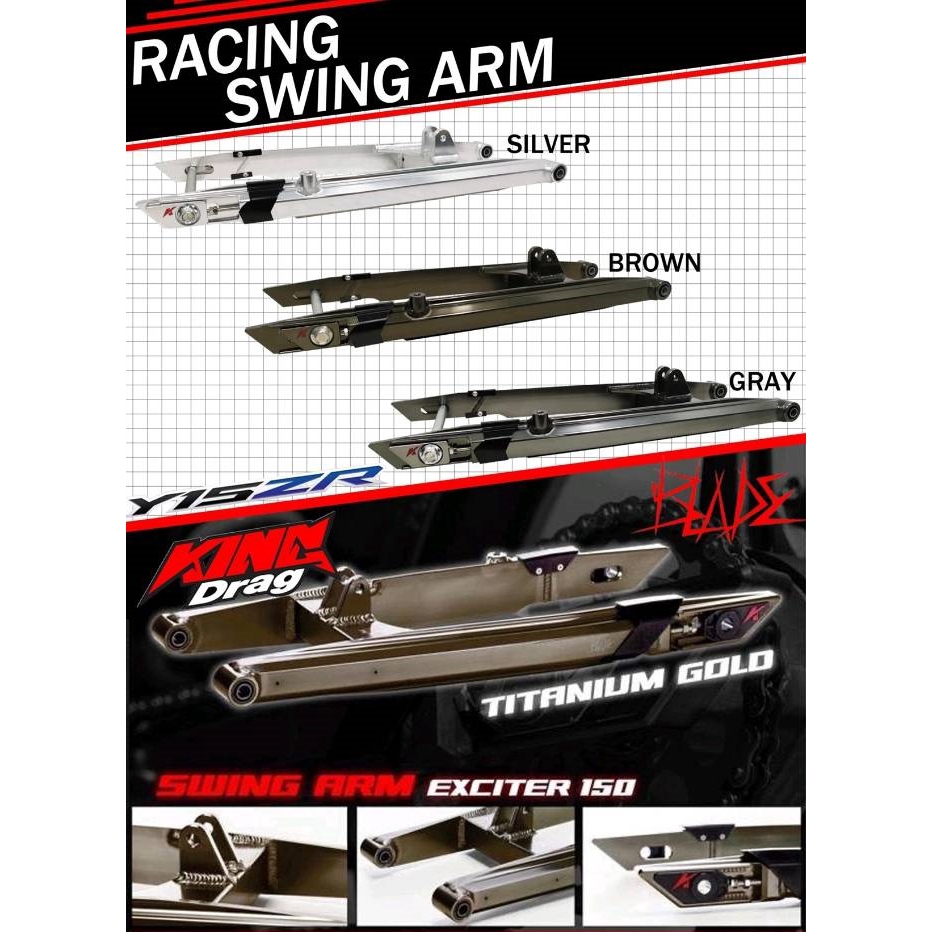 SWING ARM KING DRAG DESIGN BLADE Y15 Y15ZR Y15Z SWINGARM +1 inchi