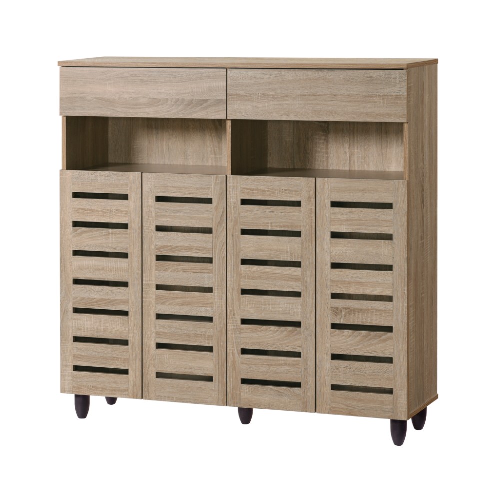 VHIVE Delta 4 Door 2 Drawer 1.2m Shoe (Oak 120cm Shoe Rack