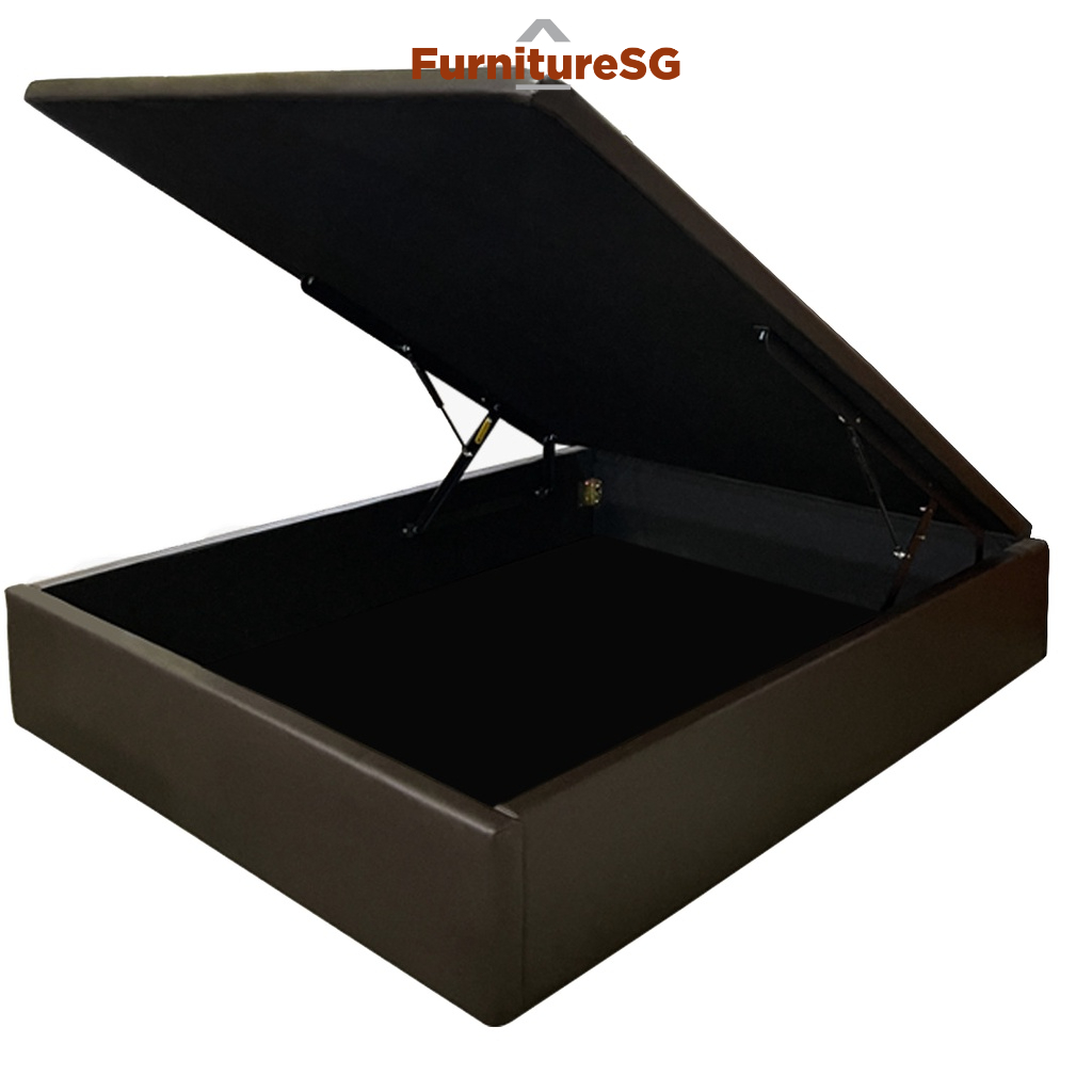 (FurnitureSG) Fabric/PVC Storage Bed (No Headboard) Shopee Singapore