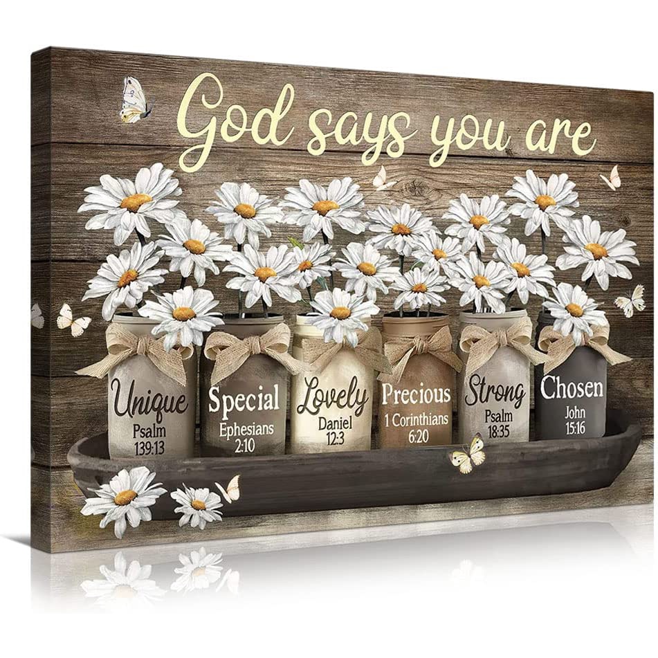 God Says You Are Wall Art Farmhouse Flowers Daisy Wall Decor