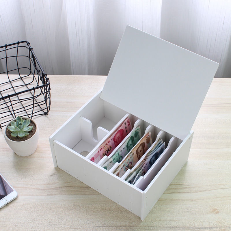 Money Collection Box with Lid Change Storage Box Cash Register Coin Box