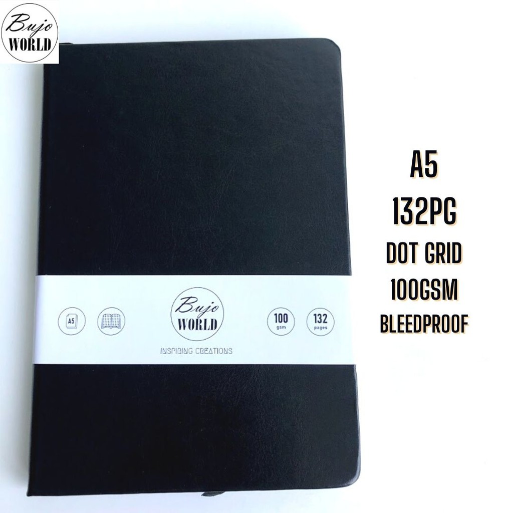 BujoWorld A5 132 pages Dot Grid Bullet Journal Bleed proof 100gsm paper