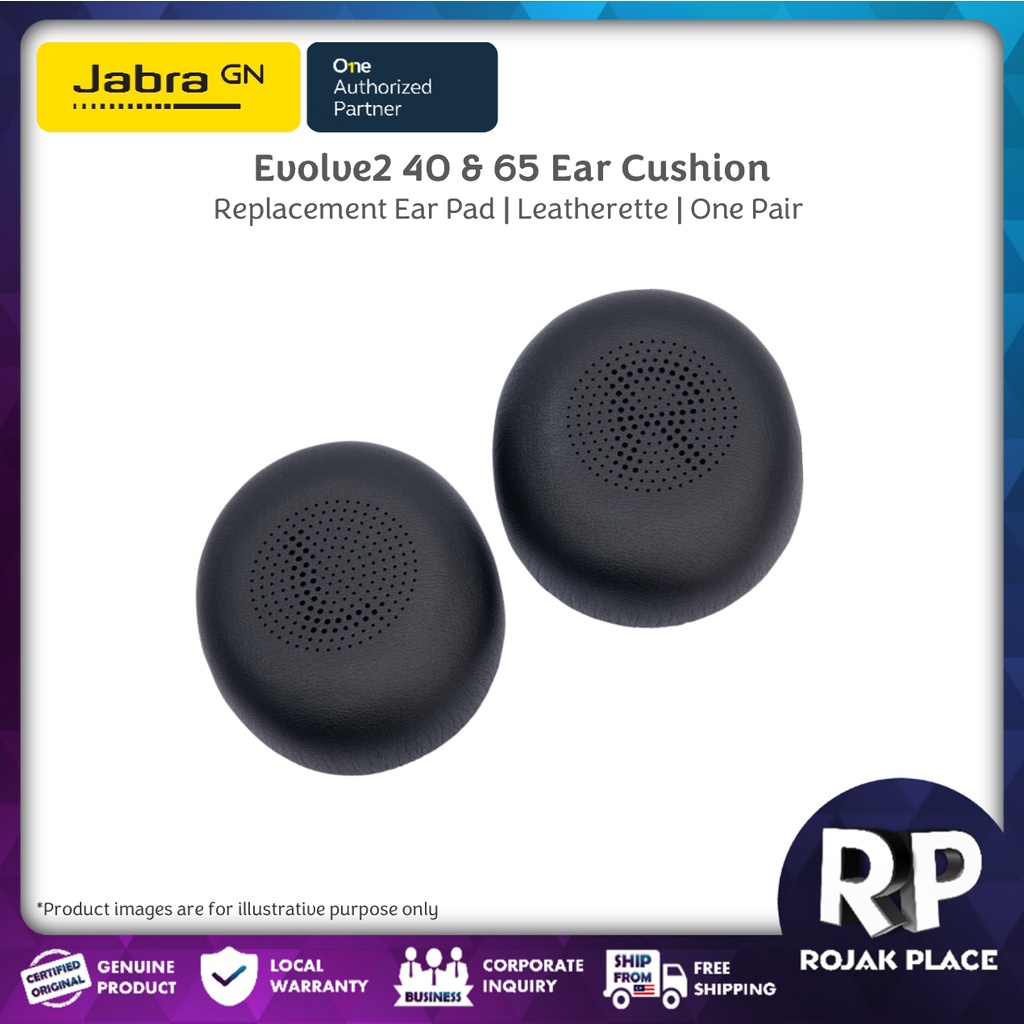 Jabra Evolve2 Headset Ear Cushions for Evolve2 40 & 65 Leatherette Foam Ear Cushion Ear Pads
