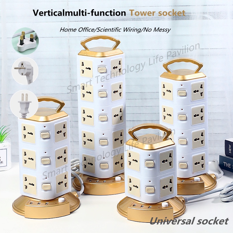 MultiFunction Socket Home Office 2m 3m 5m Power Extension Cord Tower