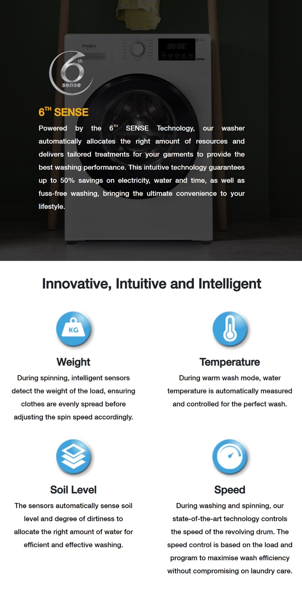 Whirlpool WFRB802AHW Time Wash 8kg Front Load Washer, 1200 rpm with 2