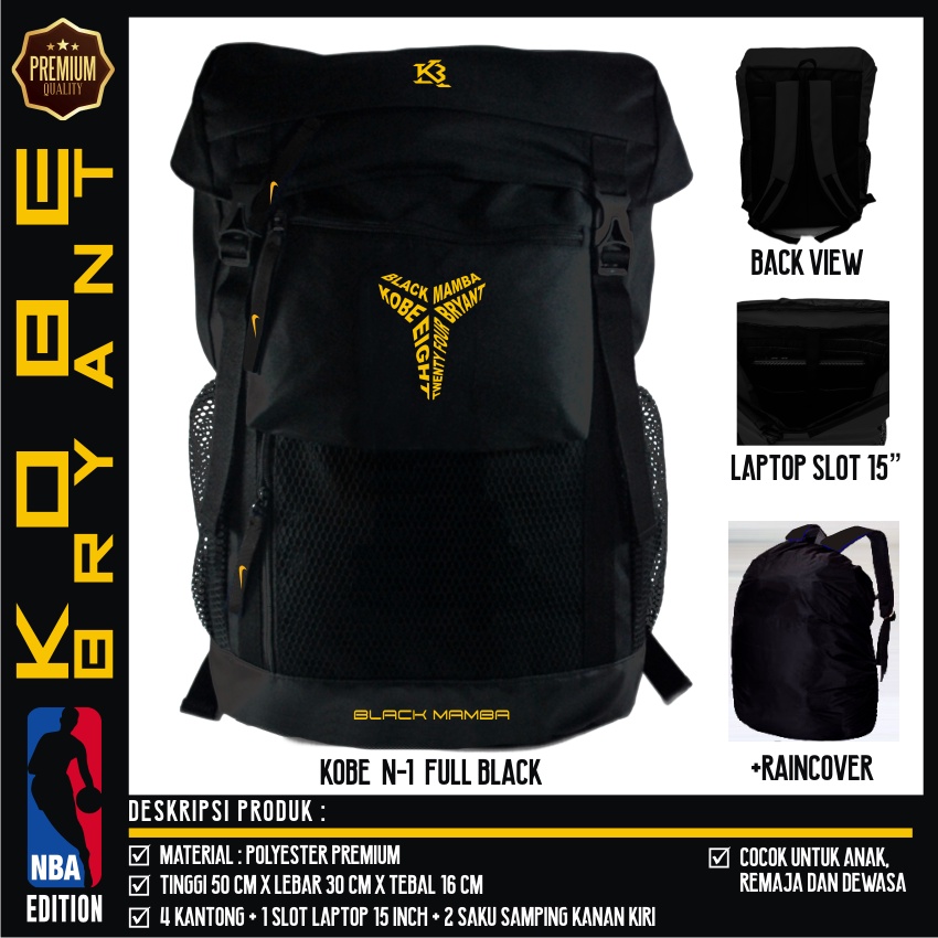 Kobe BRYANT N1 Sports School Backpack BONUS RAINCOVER Shopee Singapore