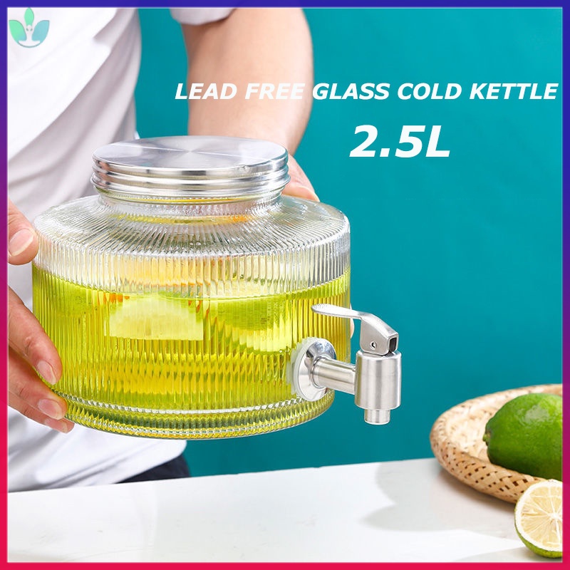 Refrigerator Glass Bottle With Faucet Cola Bucket Fruit Tea Beverage