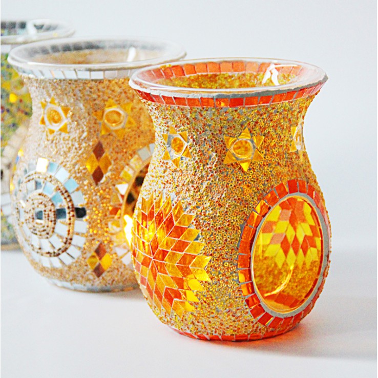 Enhanced Aroma Diffuser Mosaic Glass Candle Holders Romantic dinner