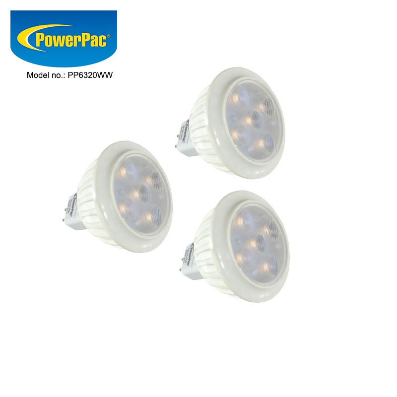PowerPac x 3pcs Halogen Bulbs 5W JCDR LED Warm White (PP6320WW
